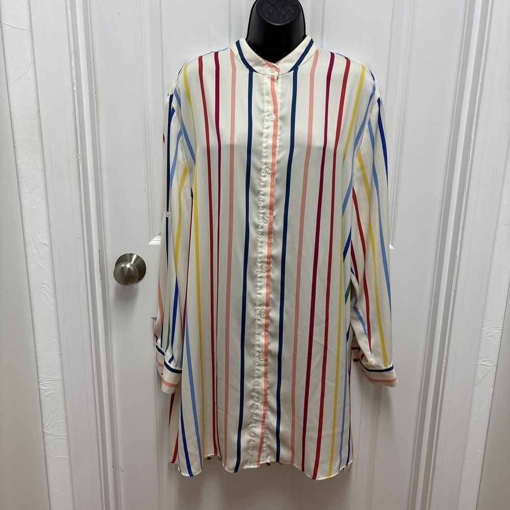 Summersalt The Short Effortless Shirtdress Cover-Up Modest Rainbow Stripe - XL